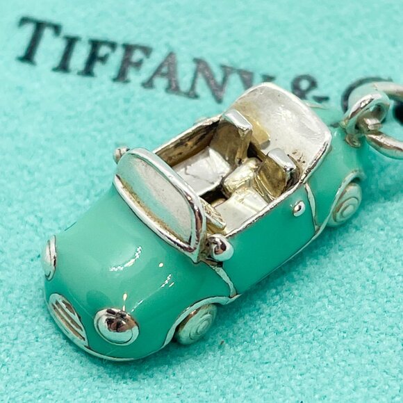 Tiffany & Co. Blue Enamel Convertible Car Charm Sterling Silver Pendant - Picture 5 of 16